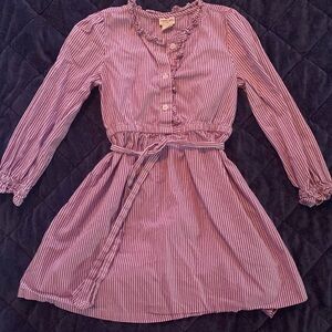 Girls pink / white pinstriped shirt dress